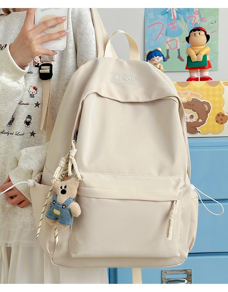 Schoolbag Japanese Sweet Girl Backpack Simple Solid Color Junior High School College Student Schoolbag Versatile Leisure Travel Backpack