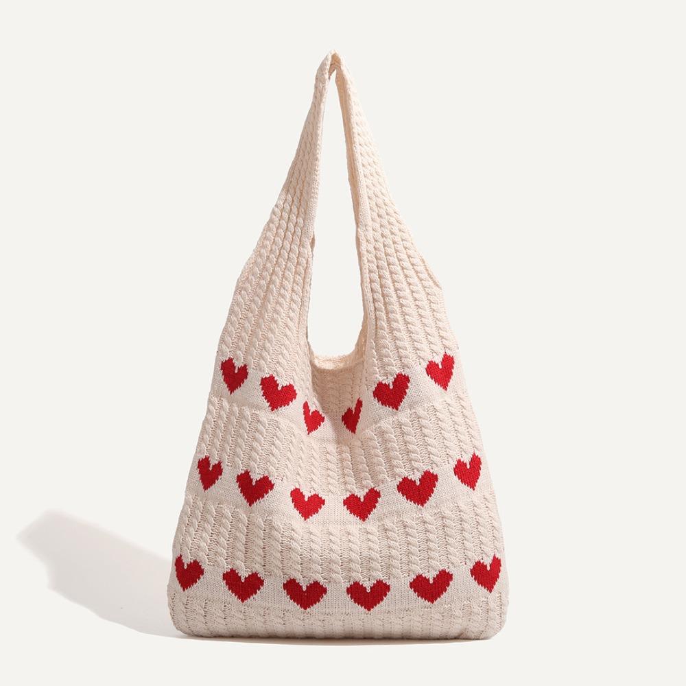Summer Love Hollowed Out Knitted Bag Large Capacity Storage Bag Crochet Tote Bag Bohemian Handbag Weave Bag Beach