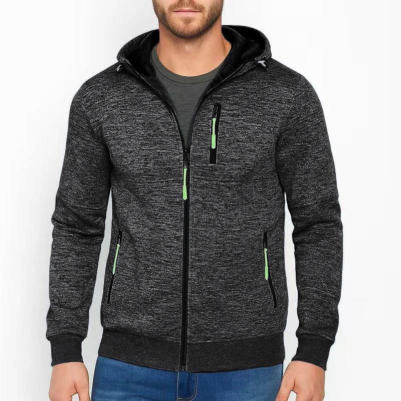 Autumn New Men's Casual Zippered Hoodie - Slim Fit Solid Color Sportswear Male Fashion Tracksuit Jacket