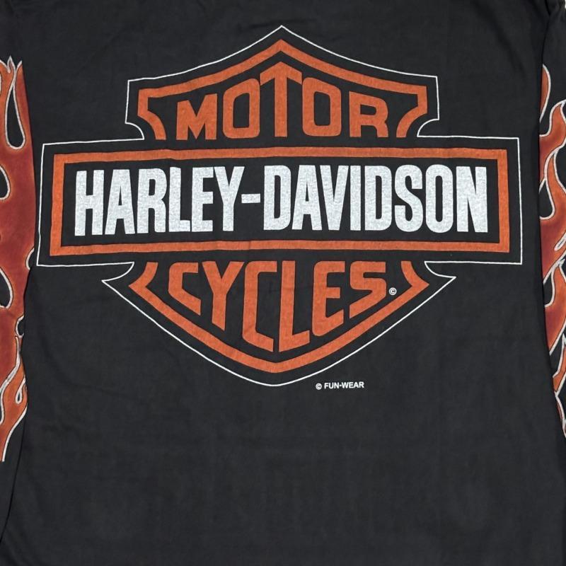 Vintage Harley Davidson Flame Crest Logo Long Sleeve Hit T-Shirt Shirt Reprint