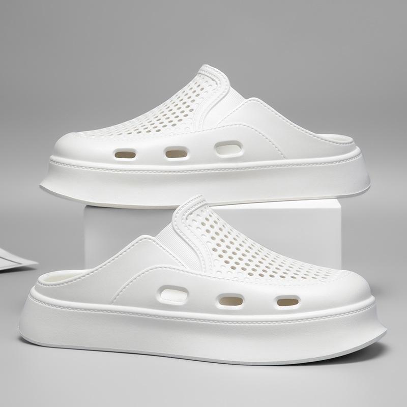 Hole Shoes Men'S Outdoor Casual Non-Slip Beach Sandals Thick-Soled Hollowed-Out Breathable Men'S Bag Head Slippers