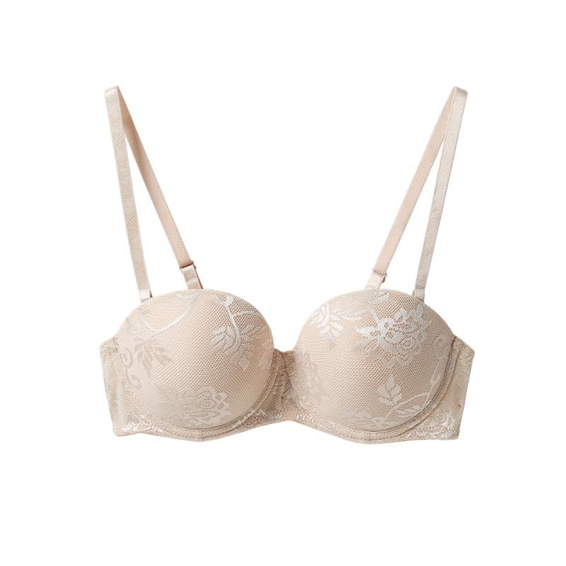 Beige Floral Lace Underwire Support Bra with Adjustable Straps S дубильная кора