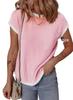 Women's Ribbed Knit Short-Sleeve T-Shirt - Casual Spring/Summer Top