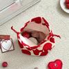 1 pièce Sac à Maquillage Chic Rouge et Blanc à Imprimé Cœur et Cordon de Serrage - Organisateur Compact pour Soins de la Peau, Rouge à Lèvres, Accessoires de Téléphone