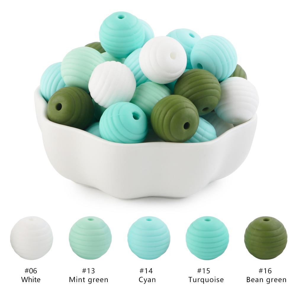 Kovict 25Pcs Threaded Silicone Beads 15mm Round Beehive Spiral Beads DIY Bracelet Necklace Accessories For Jewelry Marking