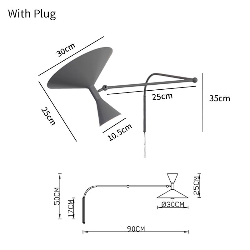 Italian Designer Minimalist Personality Bedroom Study Bedside Lamp Living Room Sofa Can Swing Rotating Horn Wall Lamp