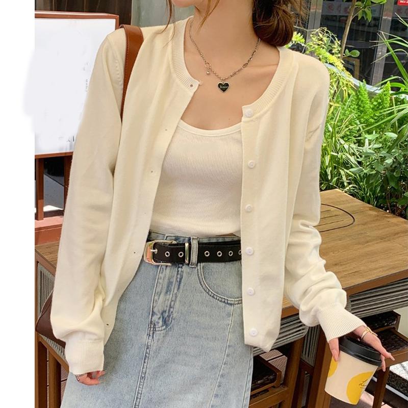 Fashion Long Sleeve Knitted Cardigan Womem Sweater Spring Autumn Casual Simple Jackets Elegant Loose Solid Color Women's Clothing