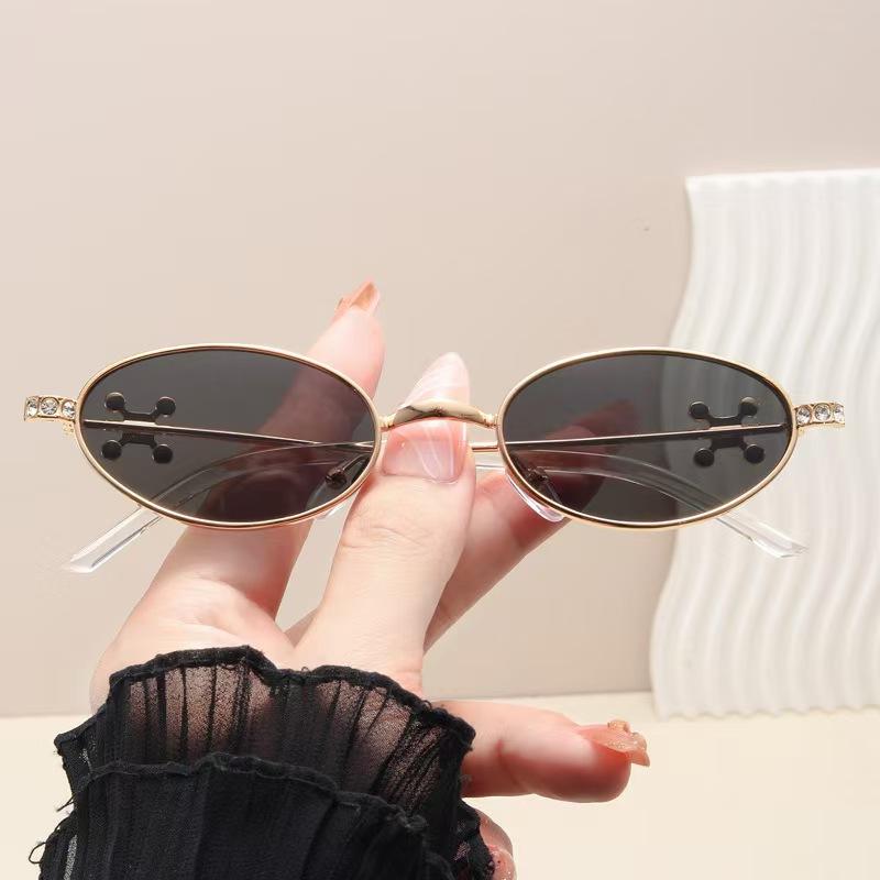 Korean Style Women Sunglasses Oval Rhinestone Party Glasses Campus Fashion Trendy Accessories