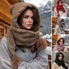 Winter Warme Strickmütze Einfarbig Plüschball Deko Zopfmuster Wolle