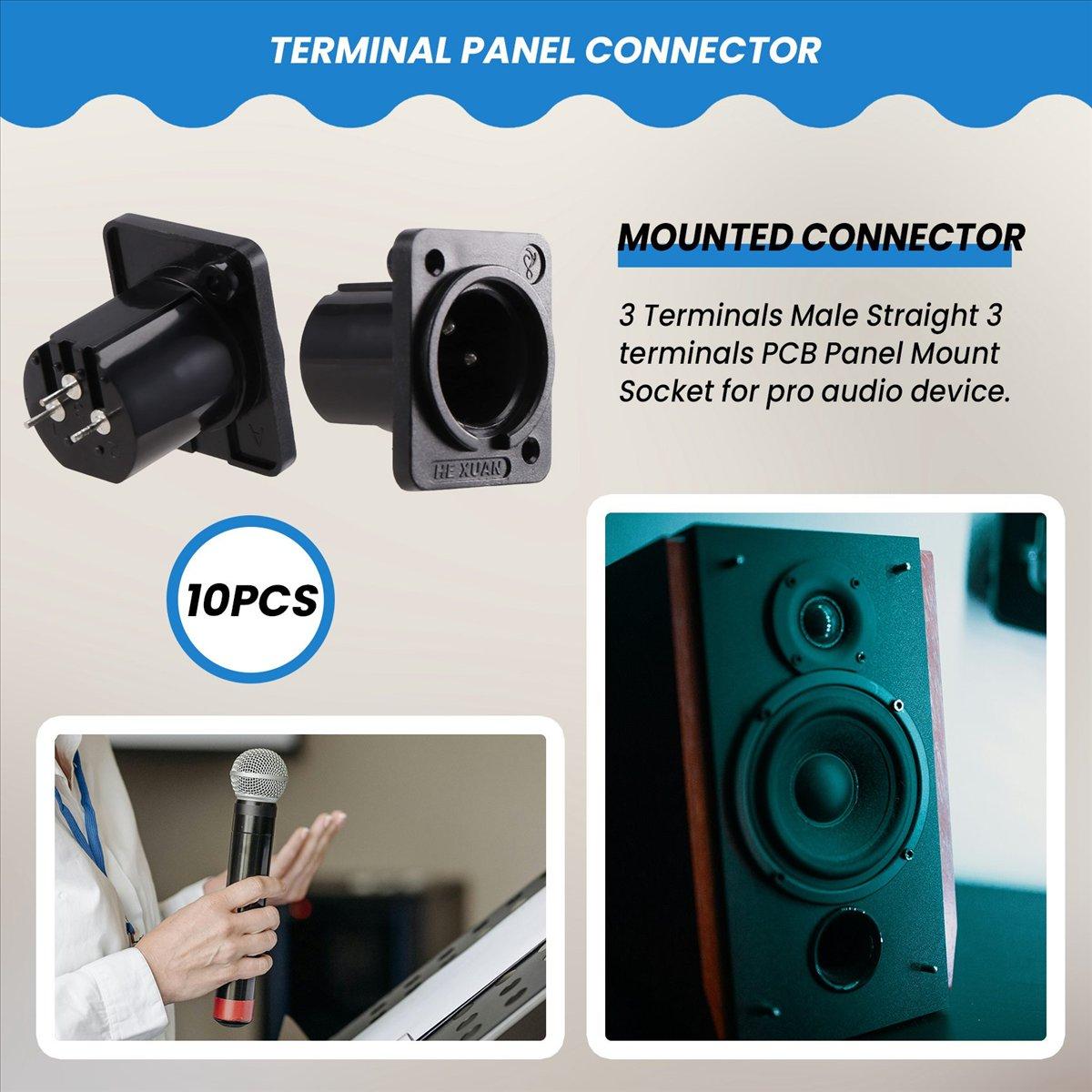 

XLR Male Plug Straight Terminal Panel Mounted Connector 10 Pieces China Mainland