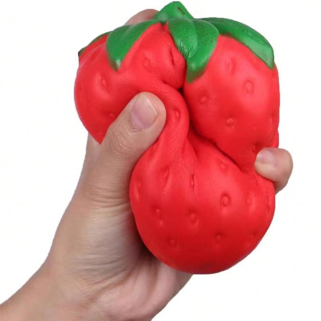 Nuovo Giocattolo Decompressione Gigante Fragola Rimbalzo Lento Giocattolo Sensoriale Riempito di Poliuretano Palla Appiccicosa Carina Giocattolo Decompressione Musicale