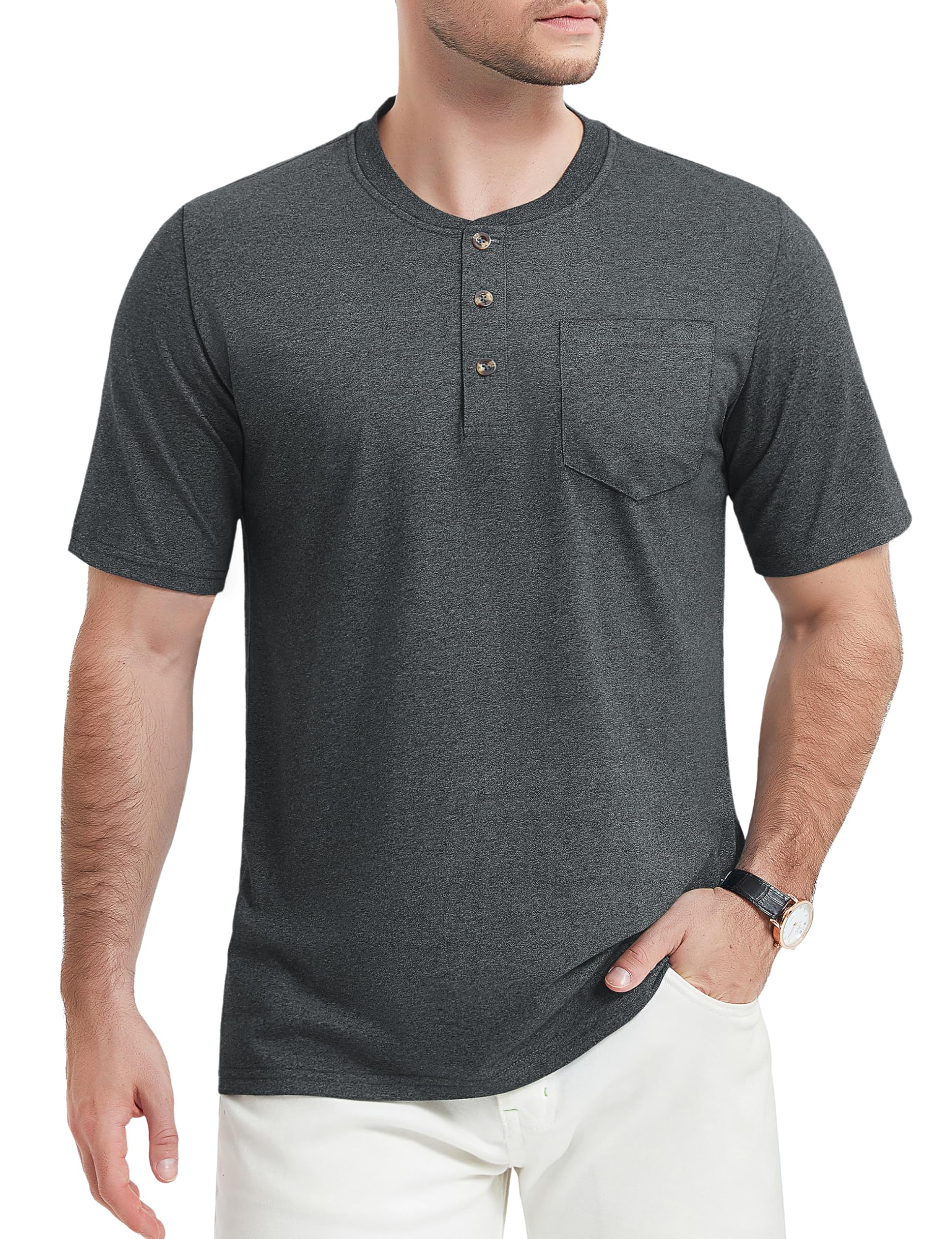 

Короткая толстовка Henley Sweat Chest Dark Gray L [TACVASEN] Мужская футболка, рукав, шея, впитывающая, для улицы, для работы, карман, пуговицы, легкая, хлопок, топы,