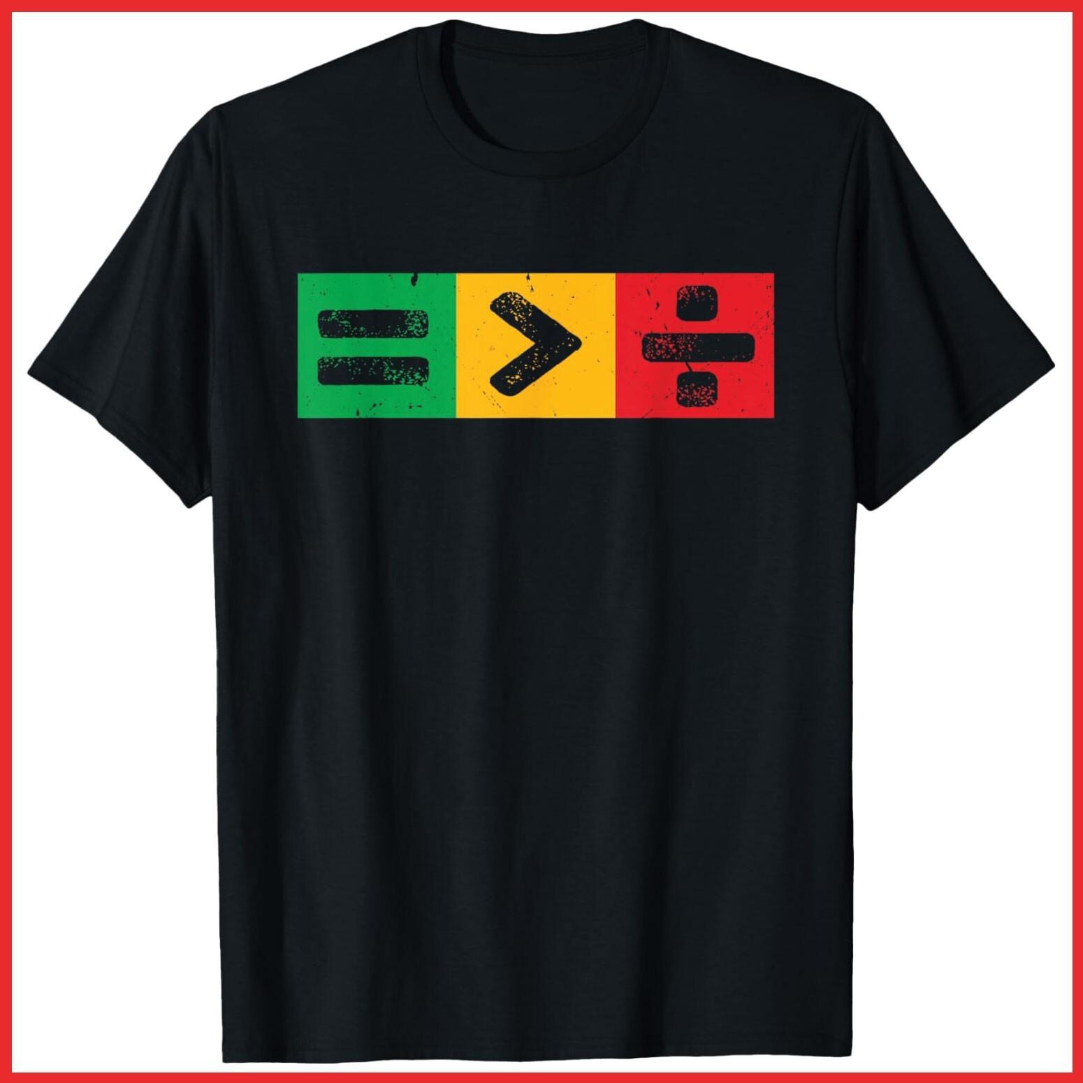Juneteenth Equality Is Greater Than Division Afro Black Cotton T-Shirt S-5XL XL