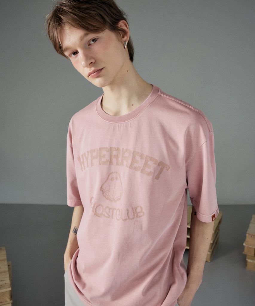 HYPERREET Unisex Pigment Ghost Club Short Sleeve T-Shirt [Vintage Pink]_Hg2Ts116