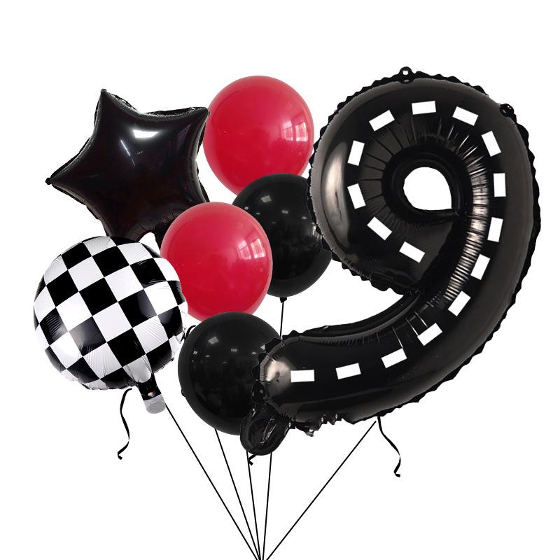 

Racing balloon bouquet printing latex aluminum film digital birthday set venue background arrangement 9Pcs Racing Digital Set 9