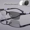 Photochrome Myopiebrille für Herren, Vintage, Business, Halbrahmen, Minussichtbrille, männlich, Outdoor, Farbwechsel-Sonnenbrille, 0 bis 4,0