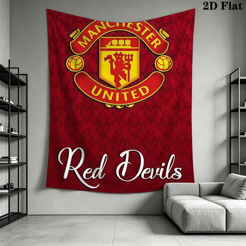 Man Utd F Wall Hanging Printed Fabric Blanket Decorative Tapestries for Bedroom Living Room Home Decor