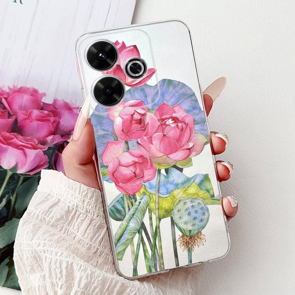 Clear Casing For Xiaomi Poco M6 Plus Cover For Xiaomi Poco M6 4G Case Luxury Butterfly Love Fashion Flowers Cool Lion Painted