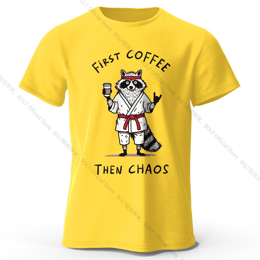 Men's First Coffee Printed T-Shirt 100% Cotton Oversized Morning Graphic Tees for Women Summer Tops Cafe Streetwear