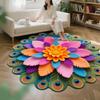 Living Room 3D Floor Mat Flower Carpet Circular Home Peony Flower Petal Shaped Living Room Bedside Mat