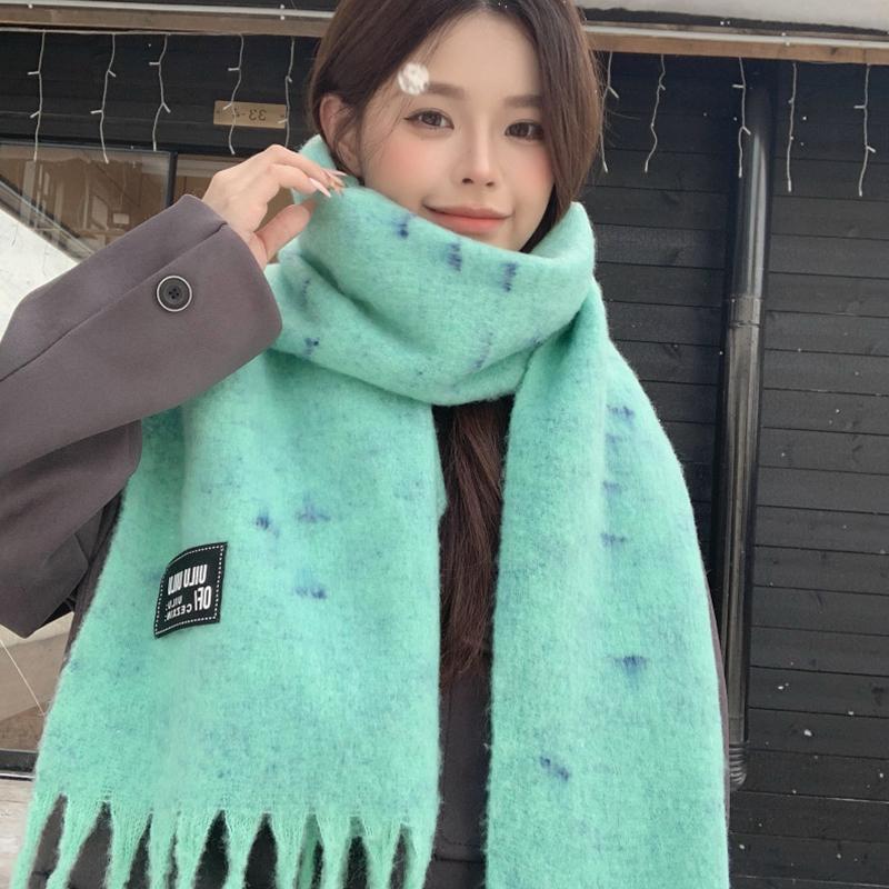 New Women'S Solid Striped Scarf Winter Warm Soft Fringe Shawl Korean Fashion Colorful Thick Wrap Scarves For Ladies Male Unisex