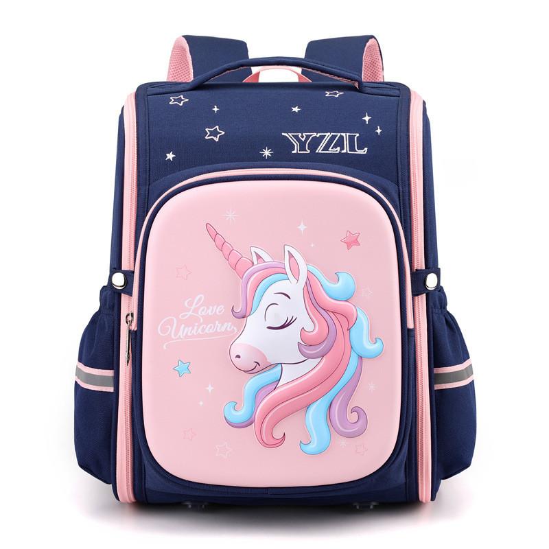 

Stylish Elementary School Backpack For Kids Grade 1-2 Nylon Material Airflow System Reduce Pressure Trendy Stitching Color Blocking S синий