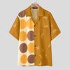 INCERUN Oversized Men Lapel Neck Short Sleeve Polka Dots Print Buttons Casual Loose Shirts Tops