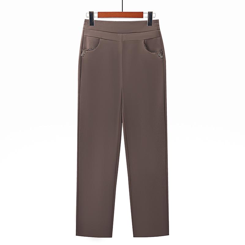 

Mom s High-Waisted Elastic Straight-Leg Pants for Mid-Aged & Elderly Women - Stylish & Versatile for Spring & Autumn 5XL (150-165 jin) кофейный