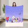 Coperta Morbida in Pile Corallo per Banda Musicale Kpop, Coperta Cartone Animato per Divano Ufficio, Trapunta Leggera per Camera da Letto