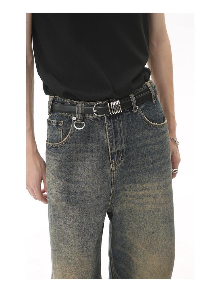 Men's Retro Hong Kong Style High-Waisted Wide-Leg Jeans | 2025 Seasonal New Arrivals
