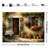 2D plane, 1 piece · European country-style courtyard theme banner background. A cozy and relaxing rural scene.