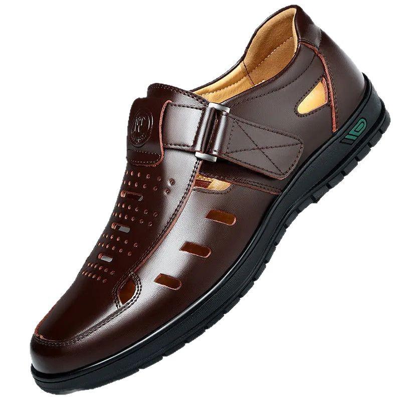 Pánské všestranné nízké prodyšné ležérní sandály TEMU s měkkou koženou podrážkou