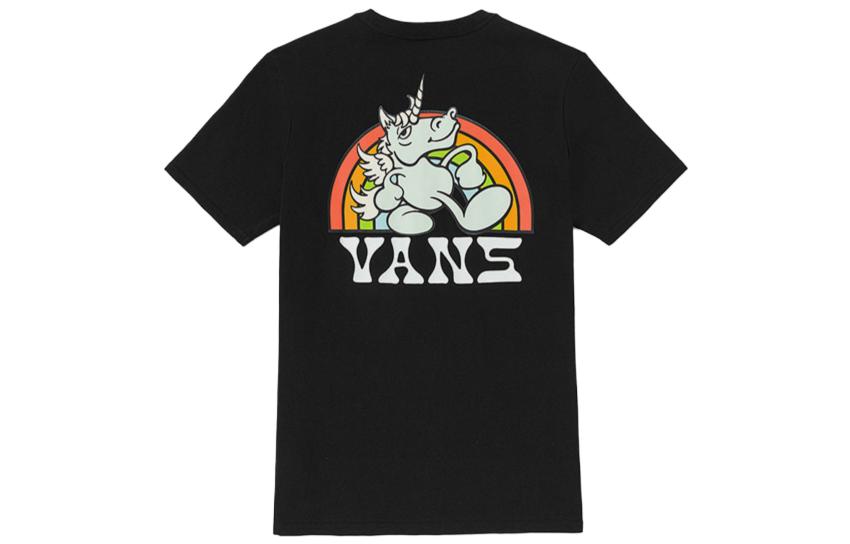 Vans T Shirts Women s Black Crew Neck Moderate Straight Fit VN0008ZNBLK M