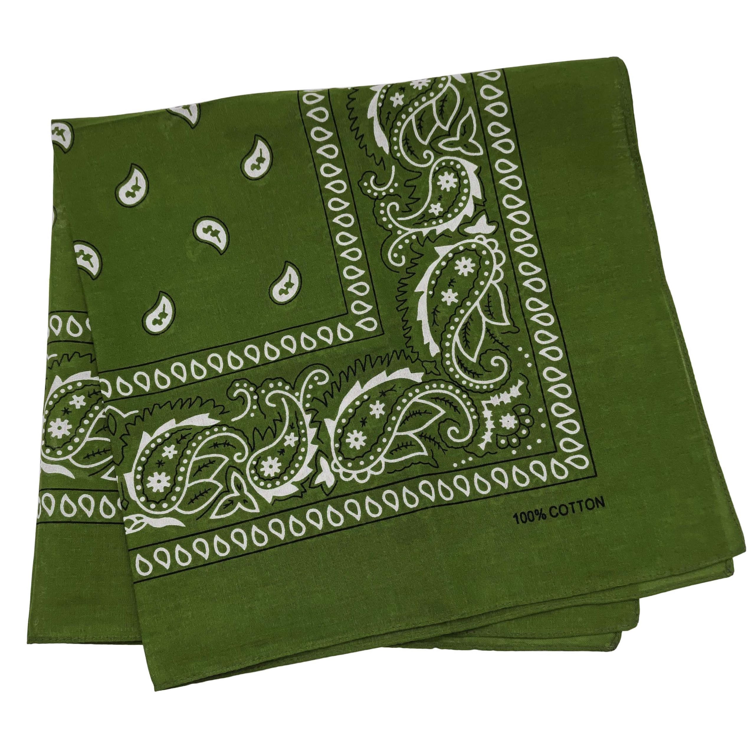 

Trifong Bandana Green Paisley 100% Cotton Adult Stylish Cotton Handkerchief Bandana Men s Women s Unisex 55cm x 55cm Olive