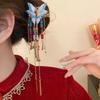 Chinese Style Enamel Butterfly Tassel Hairpin Women'S Hanfu Ancient Style Side Clip Hair Accessory
