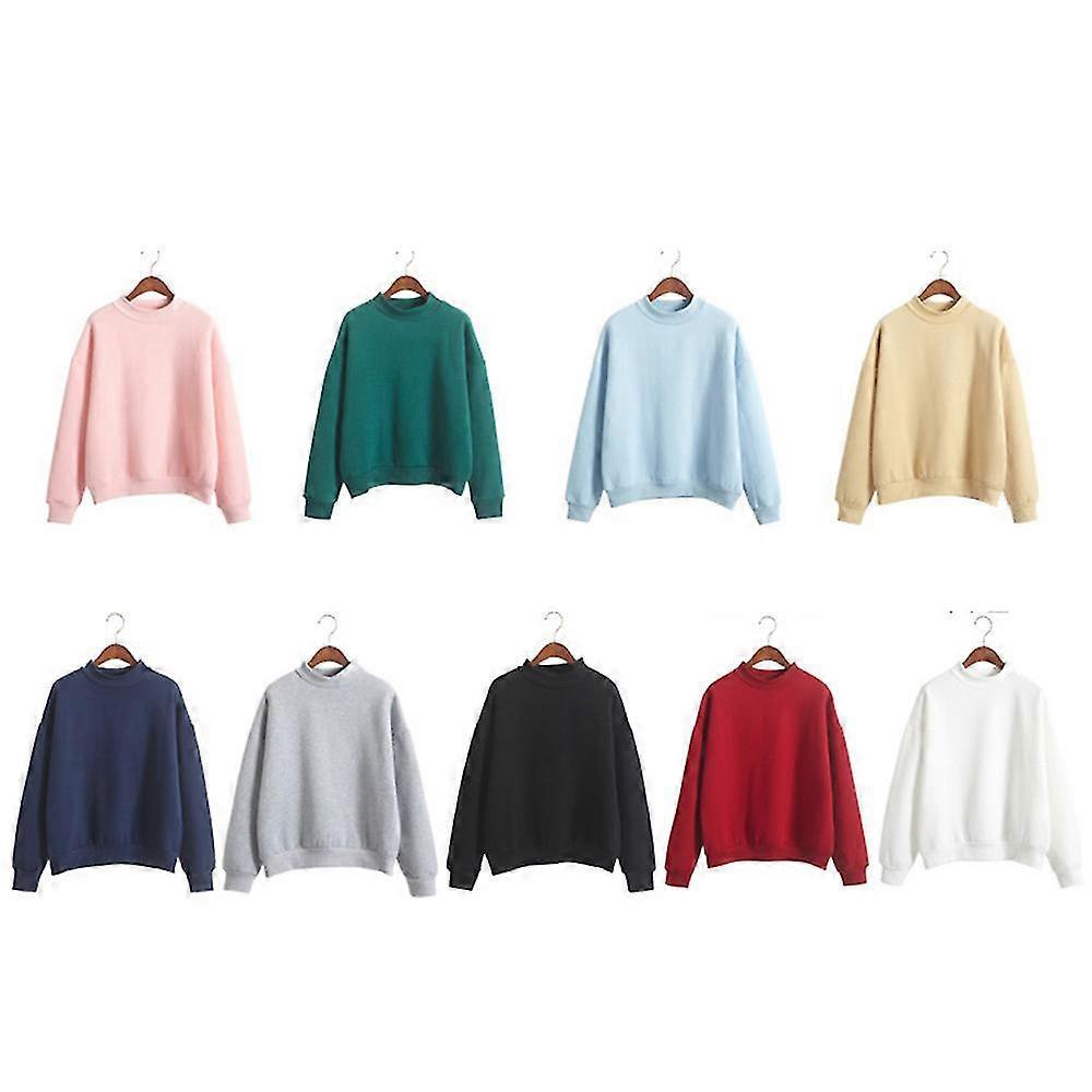 Women Spring Autumn Sweatshirt Solid Color Simple Design Pullover Shirt Tops