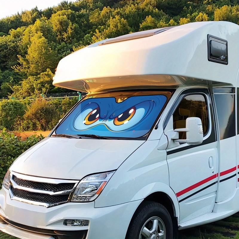 Eyes on Blue Background UV Block Sunshade with Accessories 4pcs Free Suction Cup Auto Front Window Windshield Vehicle