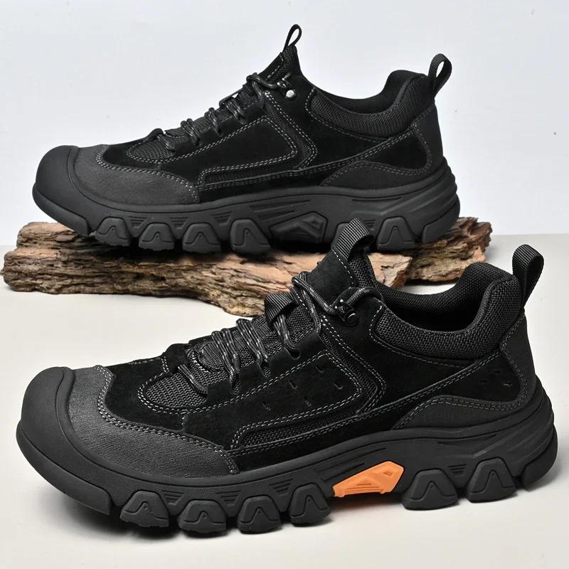Fashion Autumn Antiskid Outdoor Walking Shoes Casual Leather Designer Shoes New Hand Stitched Thick Bottom Mens Hiking Footwear Leisure