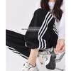 2025 Women's White-Gray Striped Wide-Leg Sweatpants: Spring/Autumn Casual Loose Fit Joggers