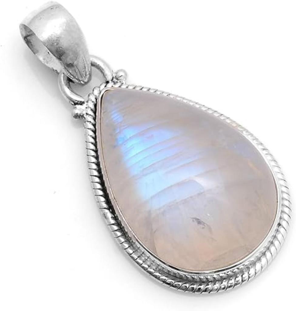 Rainbow Moonstone Gemstone Handmade Designer Pendant, 925 Sterling Silver, Healing pendant, Silver Jewelry