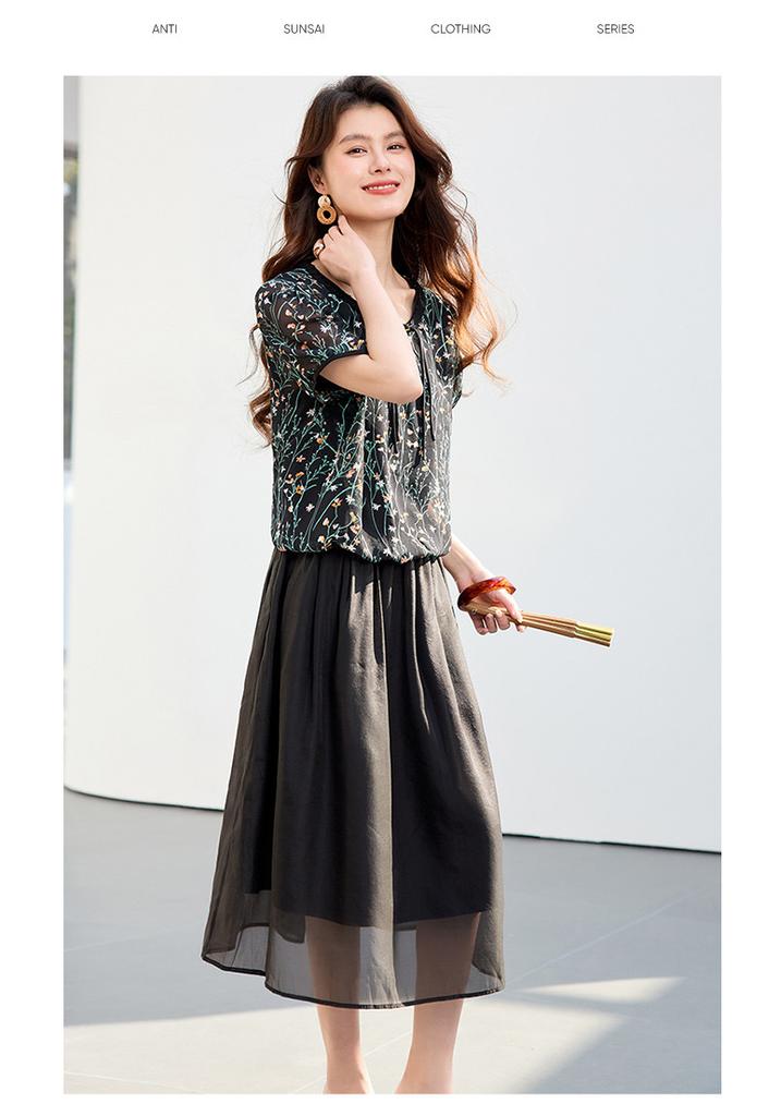 26 year new summer high-end style [vacation style floral top+vest dress] two-piece women's set