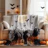 1PC Halloween Theme Throw Blanket Pumpkin Skull Bats Black Cats Thin Blanket Gifts for Couch Bed Car Home Camping All Season Use