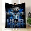 Blue Messi-themed Design Warm Blanket, Football Style. Flannel Blanket for Bedroom, Living Room, Sofa, and Nap.