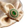 Luxury Court-style Multi-Tier Halo Emerald Zircon Sunflower Brooches for Women High-end Exquisite Oval Floral Corsage Jewelry