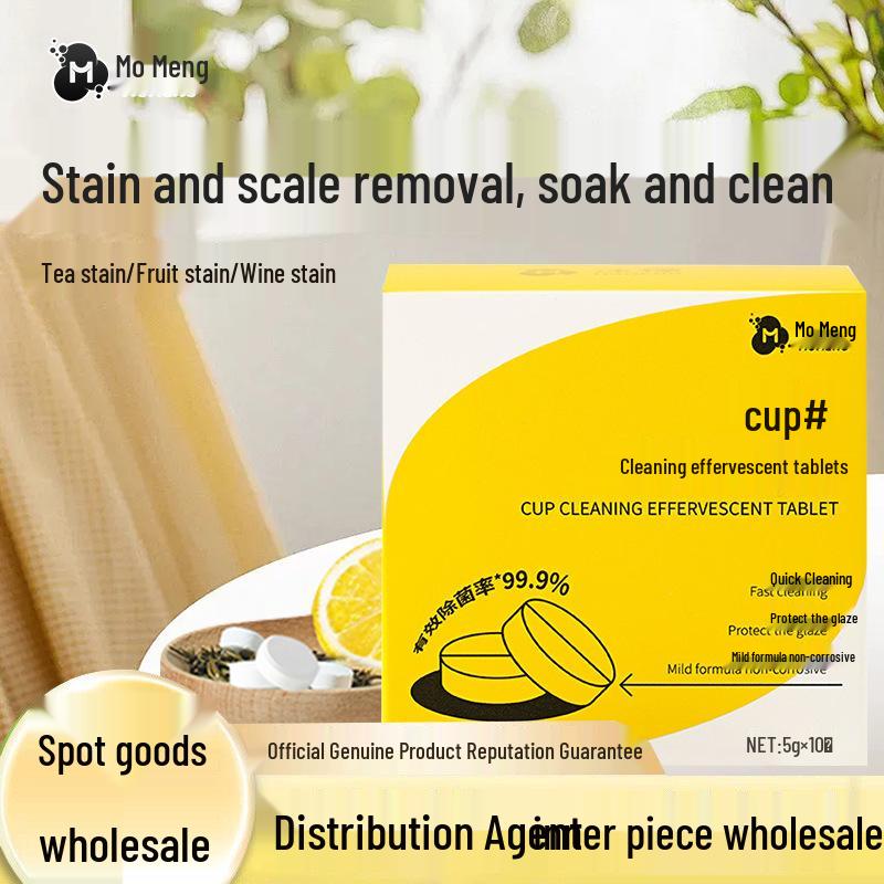 Momo Effervescent Tablets: Tea Stain Remover for Cups, Saucers, Kettles, and Coffee Makers.