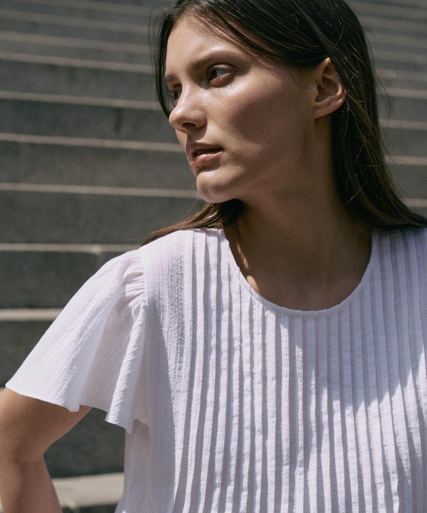 LAMEREI Pintuck Half-Sleeve Blouse[Lmbesush5314]-White