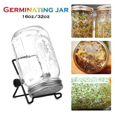 Growing Home Kitchen Wide Mouth Germinator with Screen Lids Sprouting Jars 16/32oz Mason Jar