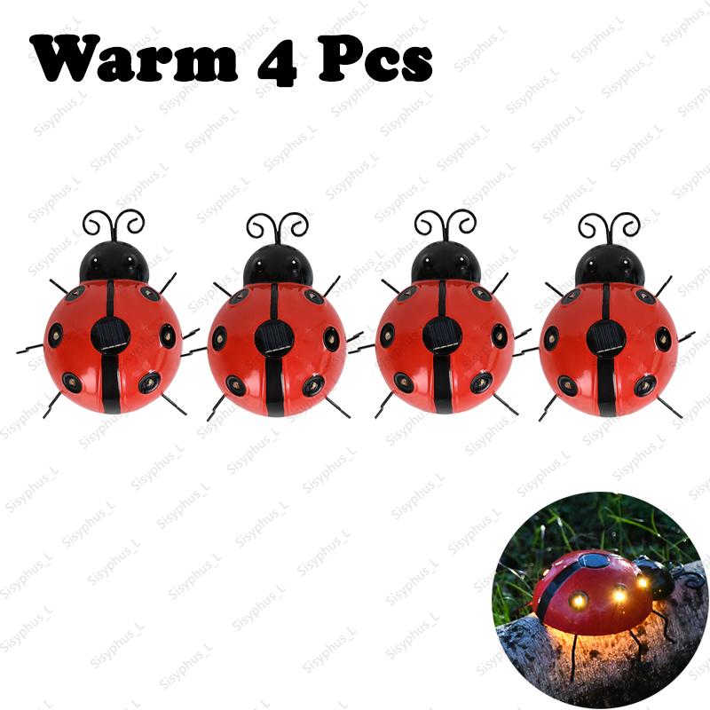 1-4Pcs Solar Ladybug Lamp Outdoor IP65 Waterproof Anti Corrosion LED Solar Powered Light For Garden Lawn Tree Landscape Decor