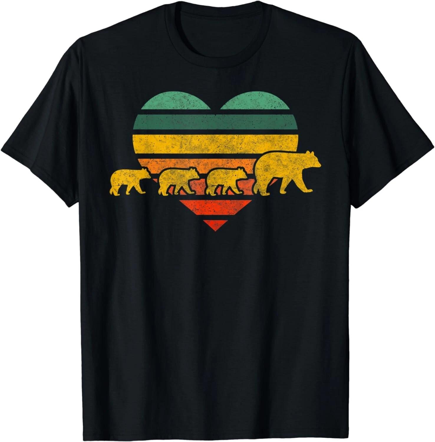 Mama Bear Three Cubs Retro Heart Mothers Day Gift Unisex T-Shirt S