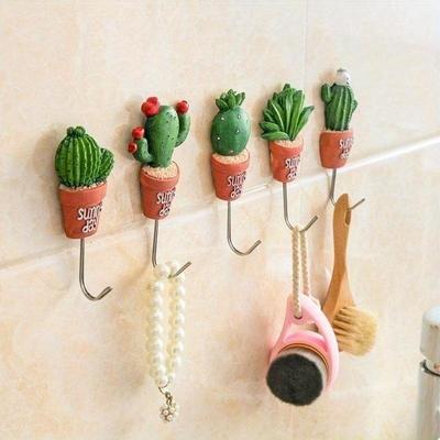 Creative Home Kitchen Hooks Succulent Shape Potted Wall Hangers Fashion Decor 2025